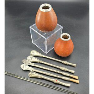 Argentinian Yerba Mate Traditional Drinking Set With Bombillas Spoons HS1222